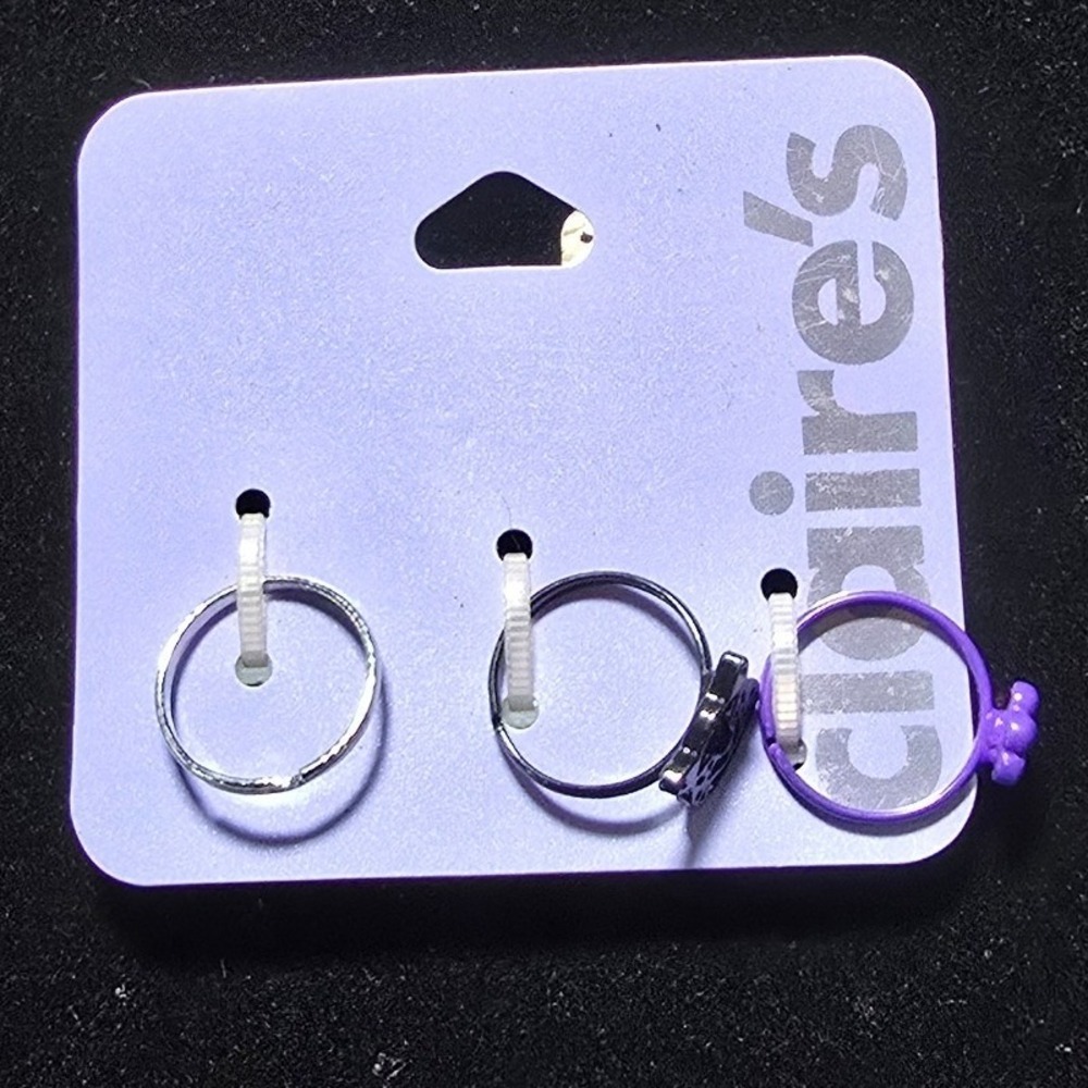 Claire's Kids Girls rings Silver Tone Purple Accent Bow Stud Earrings Glow 16G
